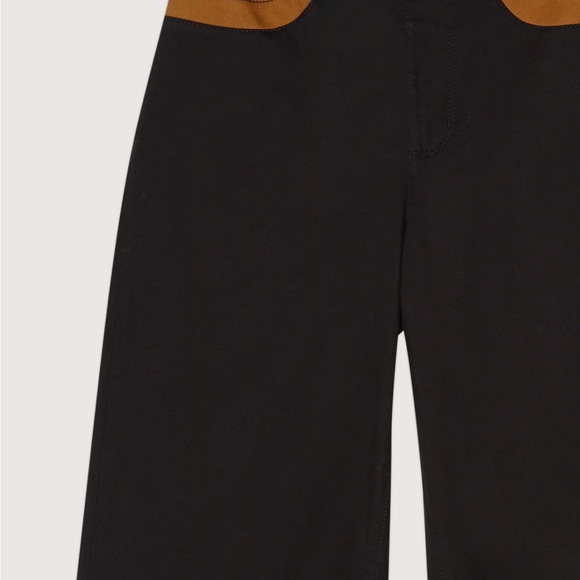 OAK + FORT Two-Tone Black and Mustard Colour Block Twill  Straight Leg Jeans - Picture 8 of 10
